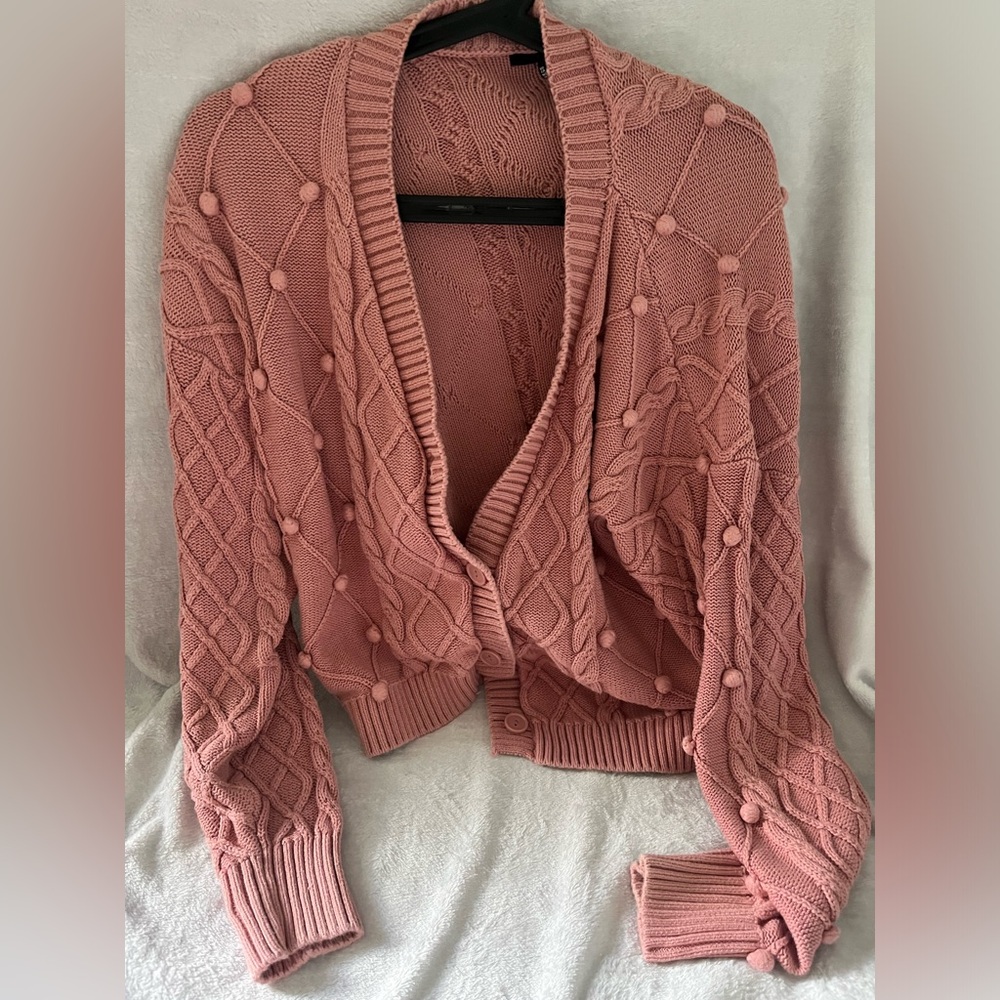 Forever 21 Pink PomPom Knotted Sweater